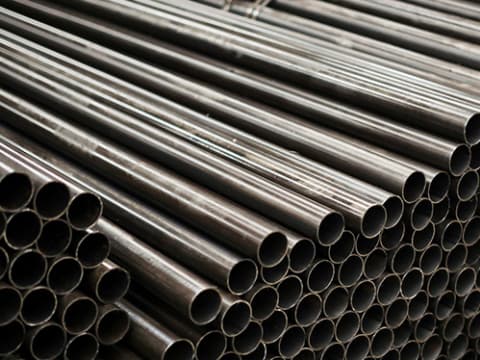 Close view of black steel pipe