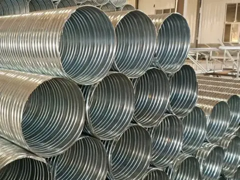 Corrugated metal pipe production line