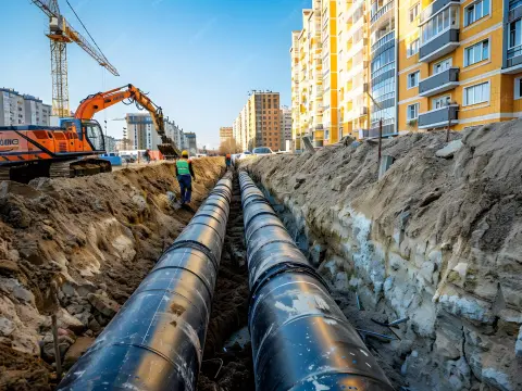 Underground heating pipes