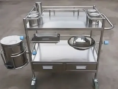 Hospital trolley frame and handrail