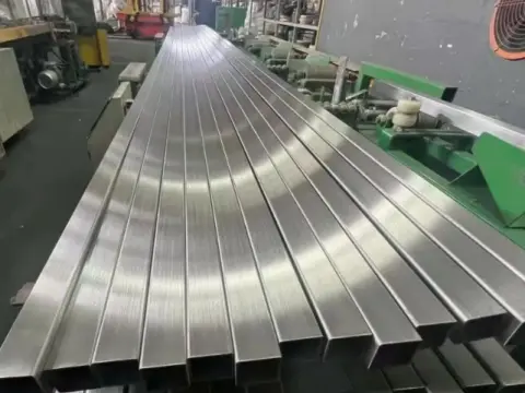 Brushed-finish stainless steel rectangular tube