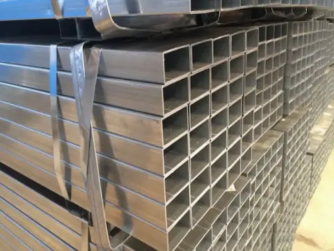 Brushed stainless steel square tube