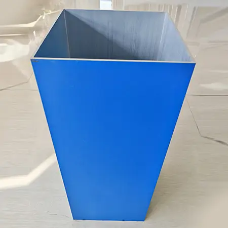 Powder-coated blue aluminum square tube