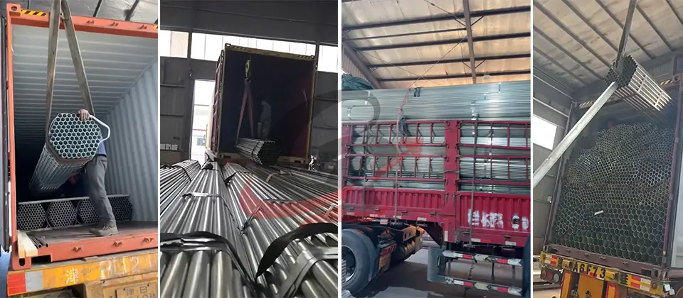 ERW galvanized pipes shipped in bundles