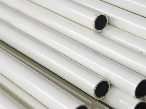White PVC-coated steel pipe