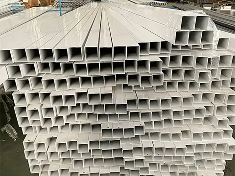 White powder-coated aluminum square tube